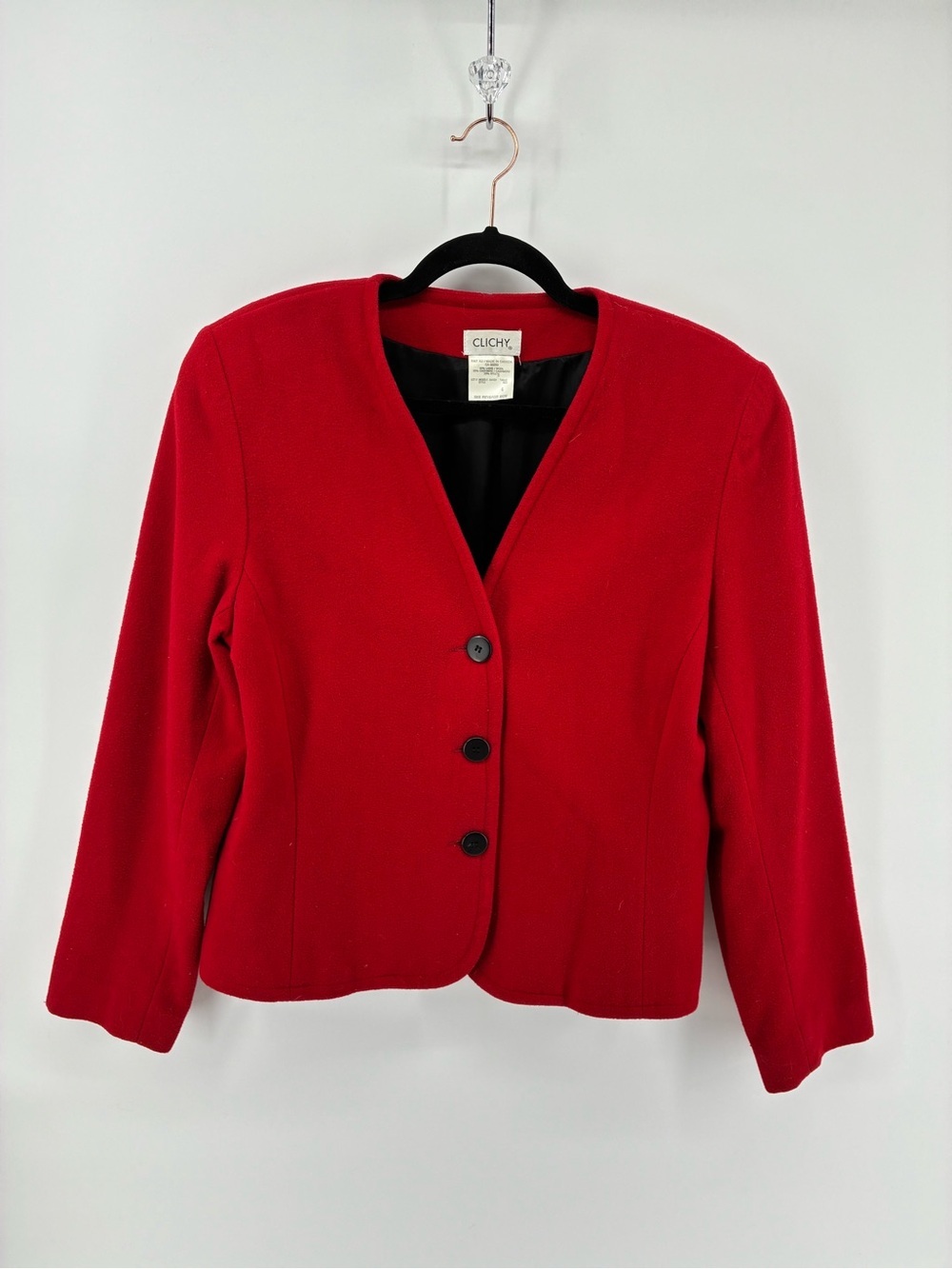 Vintage Wool & Cashmere Blend Classic Red Women's Blazer